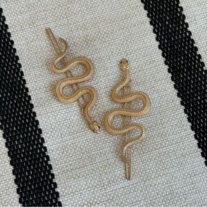 Gold Snake Hair Clips Set Chic Accessory Red Bling Eyes